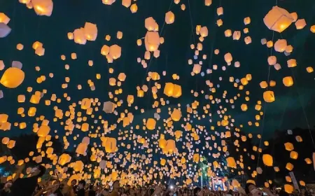 Tanabata sky lantern festival in Japan