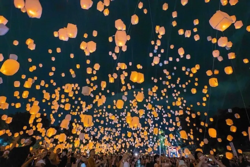 Tanabata sky lantern festival in Japan